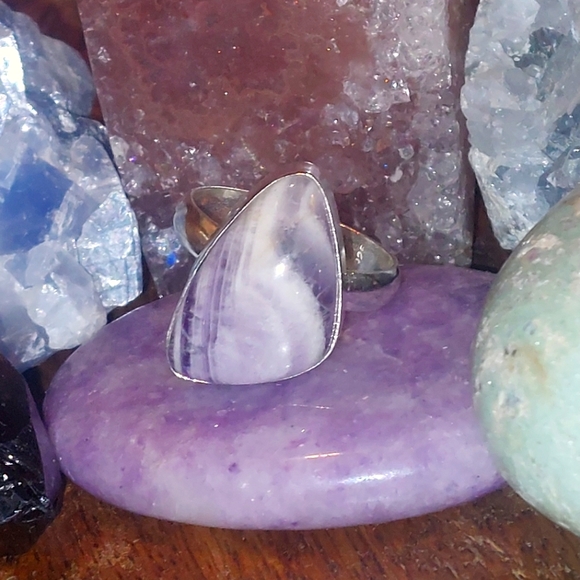 Chevron Amethyst 925 Sterling Silver Ring Size 8.25 - Picture 1 of 5
